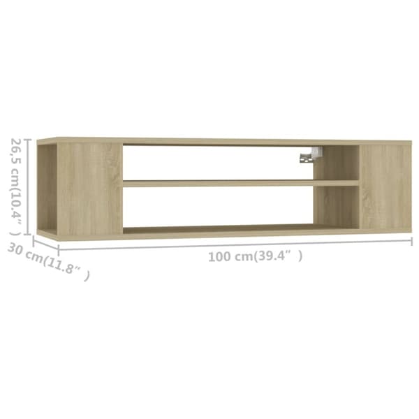 The Living Store væghængt tv-bord 100x30x26,5 cm konstrueret træ sonoma-eg - TV-møbler