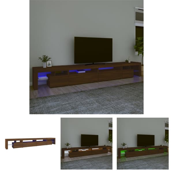 The Living Store Tv-bänk med LED-belysning brun ek 290x36,5x40 cm -  TV-bänkar