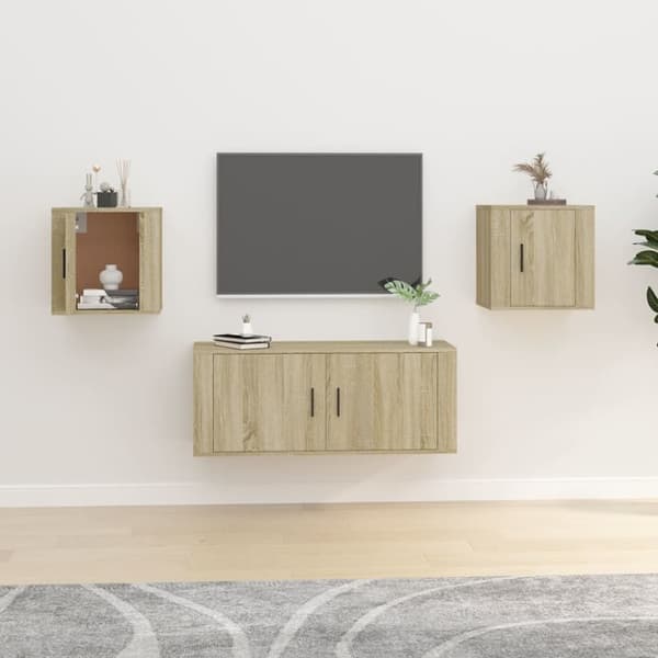 The Living Store væghængte tv-skabe 2 stk. 40x34,5x40 cm sonoma-eg - TV-møbler