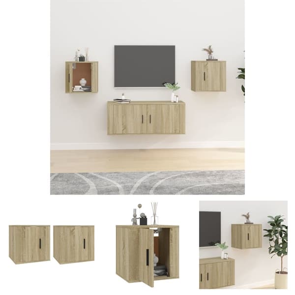 The Living Store væghængte tv-skabe 2 stk. 40x34,5x40 cm sonoma-eg - TV-møbler
