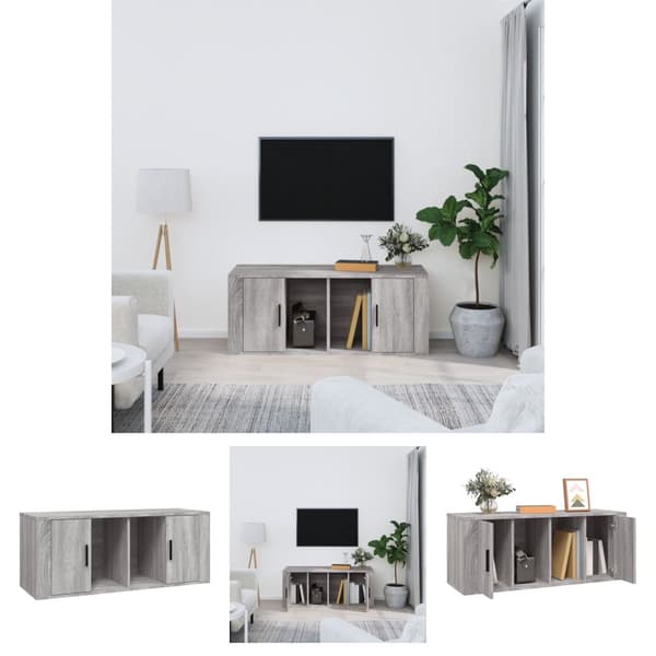 The Living Store tv-bord 100x35x40 cm konstrueret træ grå sonoma-eg - TV-møbler
