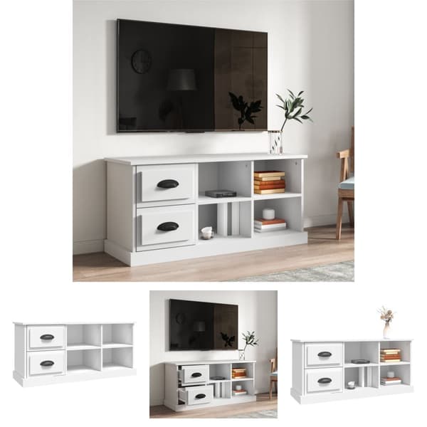 The Living Store TV-skåp vit 102x35,5x47,5 cm konstruerat trä -  TV-bänkar