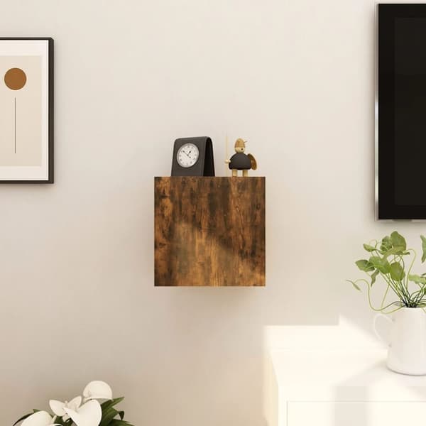 The Living Store Väggmonterad tv-bänk rökfärgad ek 30,5x30x30 cm - TV-bänkar