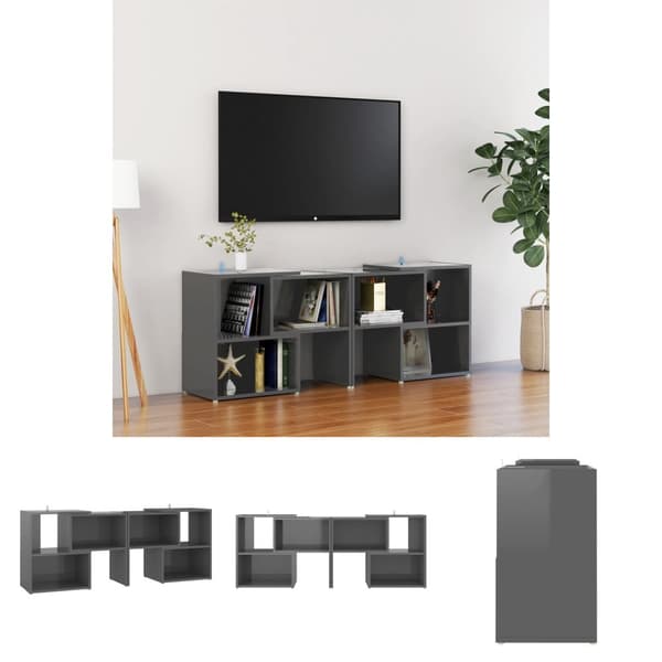 The Living Store TV-bänk grå högglans 104x30x52 cm konstruerat trä -  TV-bänkar