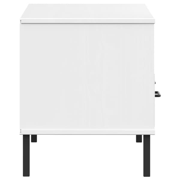 The Living Store Tv-bänk med metallben OSLO vit massiv furu - TV-bänkar