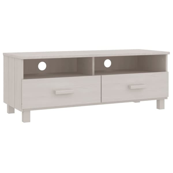 The Living Store Tv-bänk HAMAR vit 106x40x40 cm massiv furu - TV-bänkar