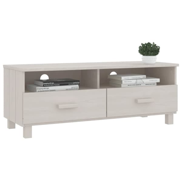 The Living Store Tv-bänk HAMAR vit 106x40x40 cm massiv furu - TV-bänkar