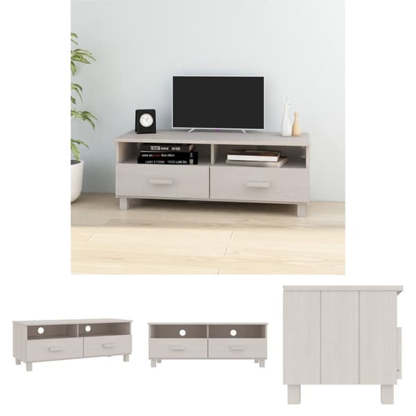 The Living Store Tv-bänk HAMAR vit 106x40x40 cm massiv furu - TV-bänkar
