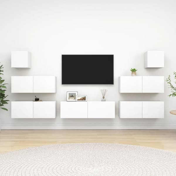 The Living Store Tv-skåp 7 delar vit konstruerat trä - TV-bänkar