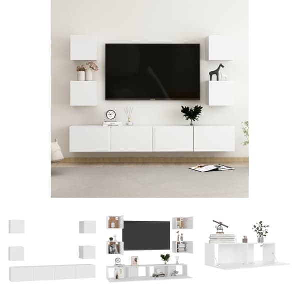 The Living Store TV-skåp 6 delar vit konstruerat trä - TV-bänkar