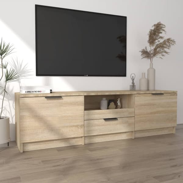The Living Store tv-bord 140x35x40 cm konstrueret træ sonoma-eg - TV-møbler