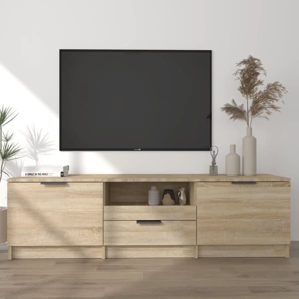 The Living Store tv-bord 140x35x40 cm konstrueret træ sonoma-eg - TV-møbler