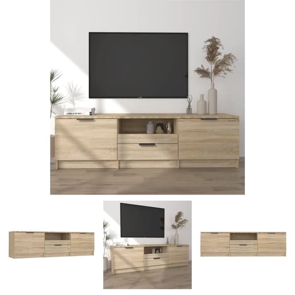 The Living Store tv-bord 140x35x40 cm konstrueret træ sonoma-eg - TV-møbler