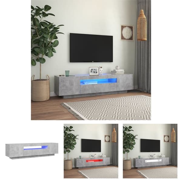 The Living Store TV-bänk med LED-belysning betonggrå 160x35x40 cm -  TV-bänkar