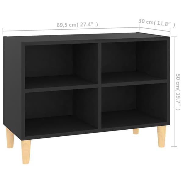 The Living Store TV-taso täyspuiset jalat musta 69,5x30x50 cm - TV-tasot
