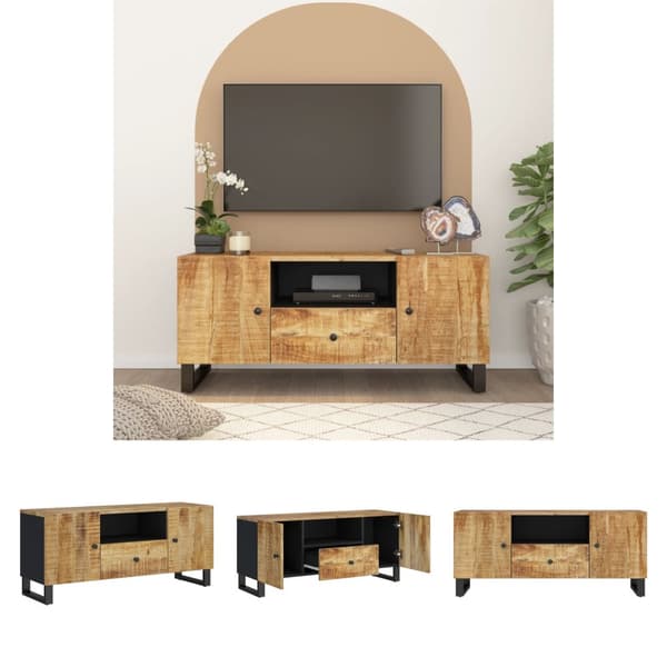 The Living Store TV-skåp 105x33,5x46 cm massivt mangoträ och konstruerat trä - TV-bänkar
