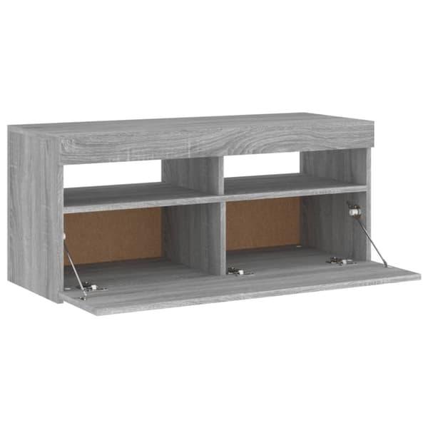 The Living Store Tv-bänk med LED-belysning grå sonoma 90x35x40 cm - TV-bänkar