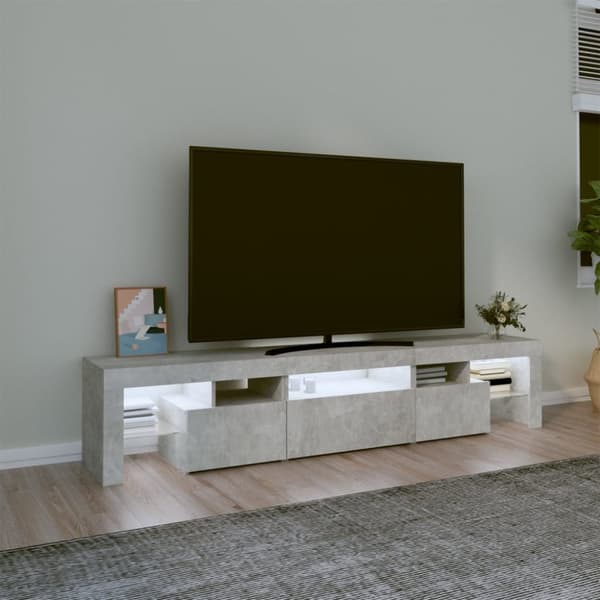 The Living Store sengebord med LED-lys betongrå 200x36,5x40 cm -  TV-møbler