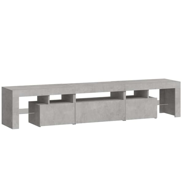 The Living Store sengebord med LED-lys betongrå 200x36,5x40 cm -  TV-møbler