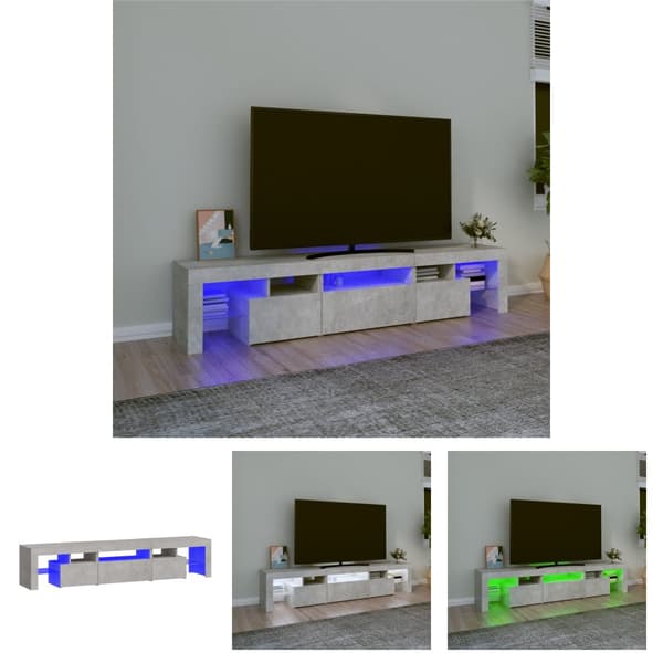 The Living Store TV-taso LED-valoilla betoninharmaa 200x36,5x40 cm -  TV-tasot