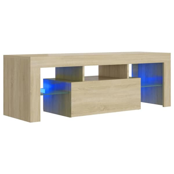 The Living Store TV-bänk med LED-belysning sonomaek 120x35x40 cm - TV-bänkar