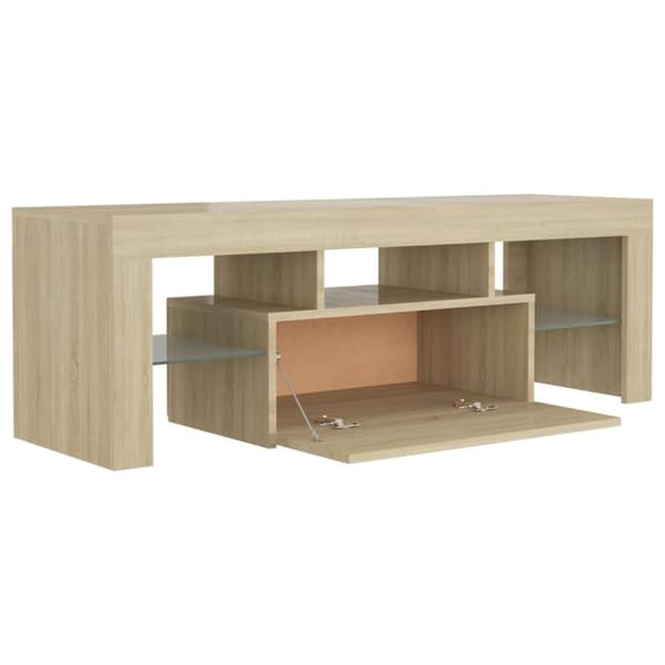 The Living Store TV-bänk med LED-belysning sonomaek 120x35x40 cm - TV-bänkar