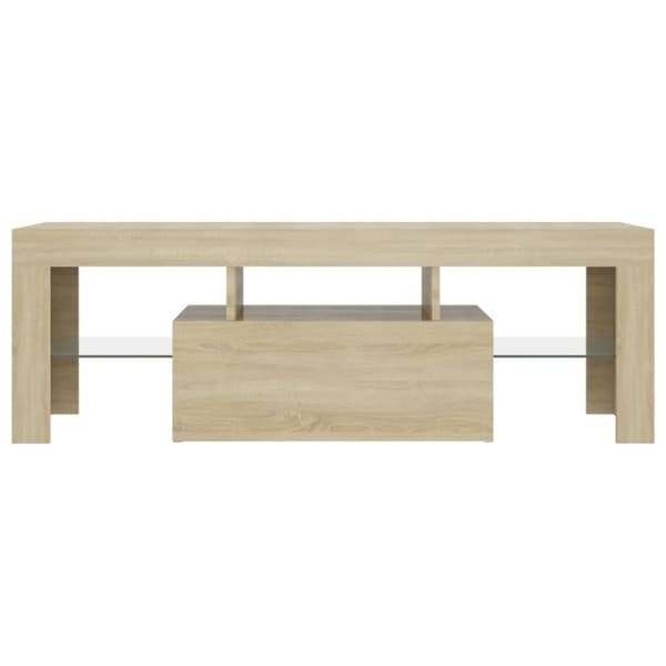 The Living Store TV-bänk med LED-belysning sonomaek 120x35x40 cm - TV-bänkar