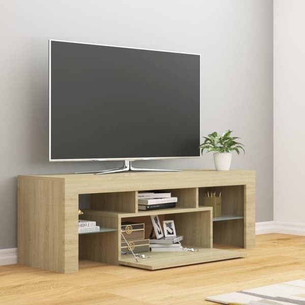 The Living Store TV-bänk med LED-belysning sonomaek 120x35x40 cm - TV-bänkar