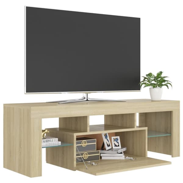 The Living Store TV-bänk med LED-belysning sonomaek 120x35x40 cm - TV-bänkar