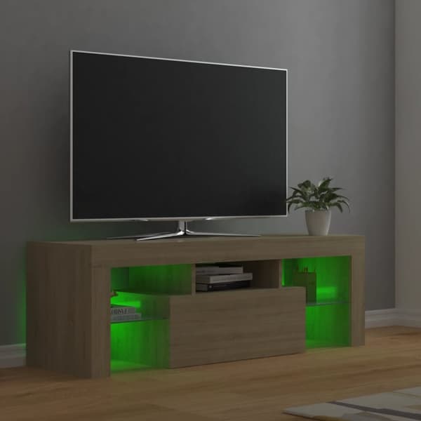 The Living Store TV-bänk med LED-belysning sonomaek 120x35x40 cm - TV-bänkar