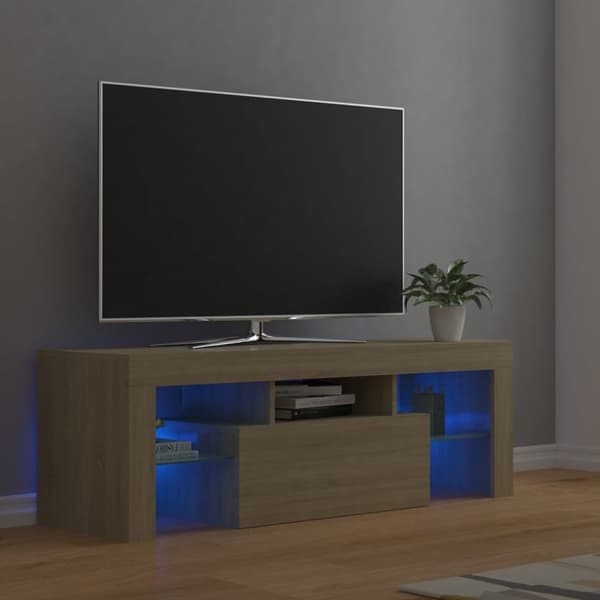 The Living Store TV-bänk med LED-belysning sonomaek 120x35x40 cm - TV-bänkar