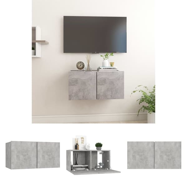 The Living Store væghængt tv-skab 60x30x30 cm betongrå - TV-møbler