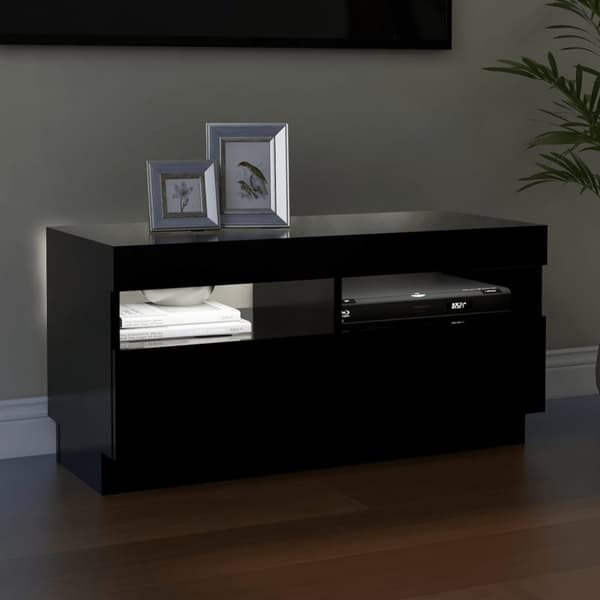 The Living Store TV-bänk med LED-belysning svart 80x35x40 cm -  TV-bänkar