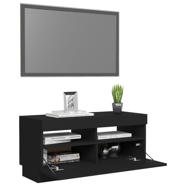 The Living Store TV-bänk med LED-belysning svart 80x35x40 cm -  TV-bänkar
