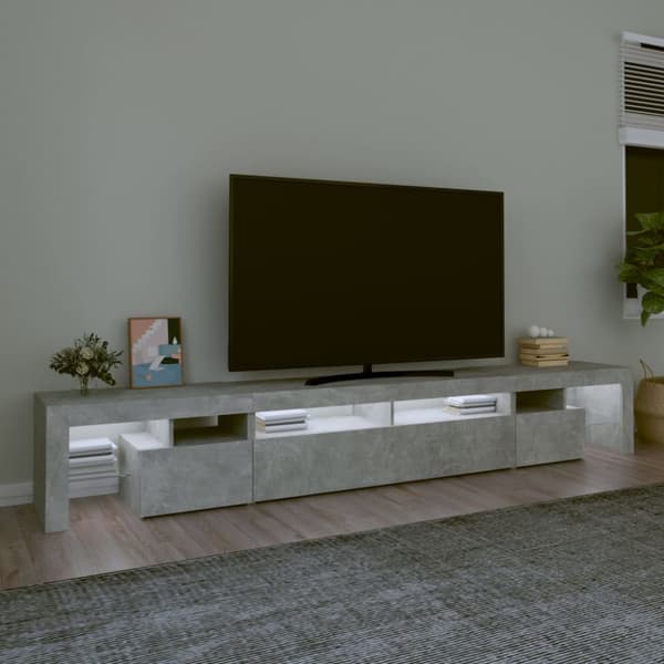 The Living Store Tv-bänk med LED-belysning betonggrå 260x36,5x40 cm - TV-bänkar