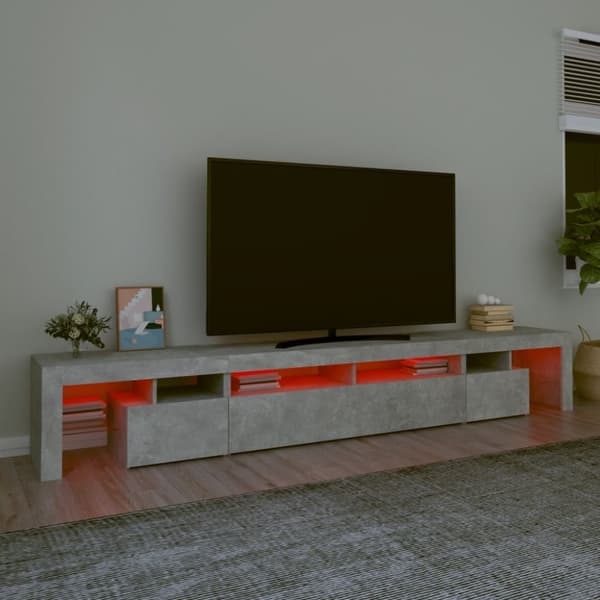 The Living Store Tv-bänk med LED-belysning betonggrå 260x36,5x40 cm - TV-bänkar