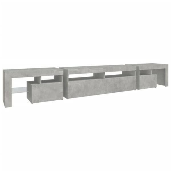 The Living Store Tv-bänk med LED-belysning betonggrå 260x36,5x40 cm - TV-bänkar