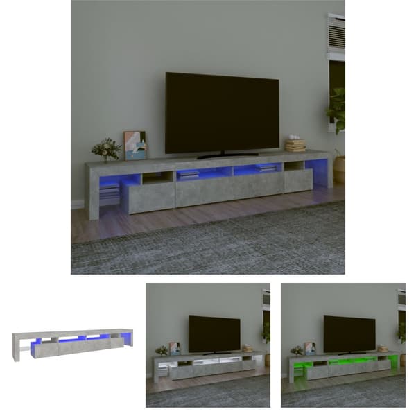 The Living Store Tv-bänk med LED-belysning betonggrå 260x36,5x40 cm - TV-bänkar