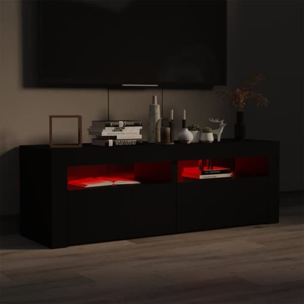 The Living Store tv-bord med LED-lys 120x35x40 cm sort - TV-møbler