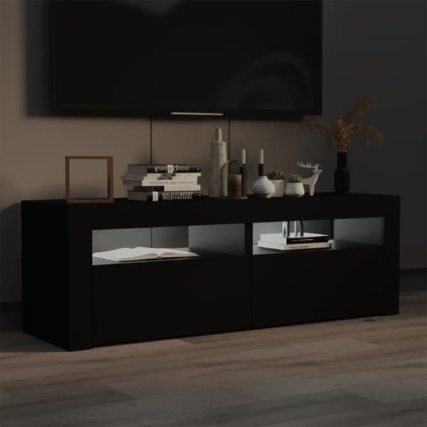 The Living Store tv-bord med LED-lys 120x35x40 cm sort - TV-møbler