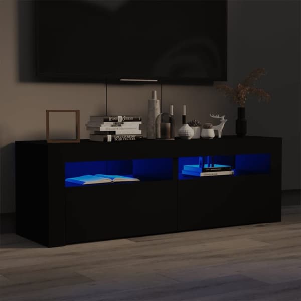 The Living Store tv-bord med LED-lys 120x35x40 cm sort - TV-møbler