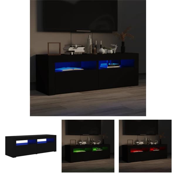 The Living Store tv-bord med LED-lys 120x35x40 cm sort - TV-møbler