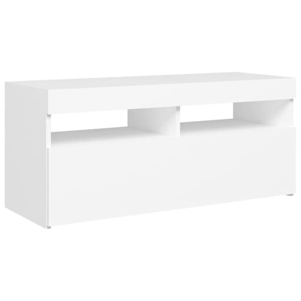 The Living Store TV-bänk med LED-belysning vit 90x35x40 cm - TV-bänkar