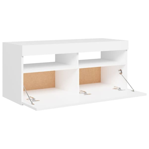 The Living Store TV-bänk med LED-belysning vit 90x35x40 cm - TV-bänkar