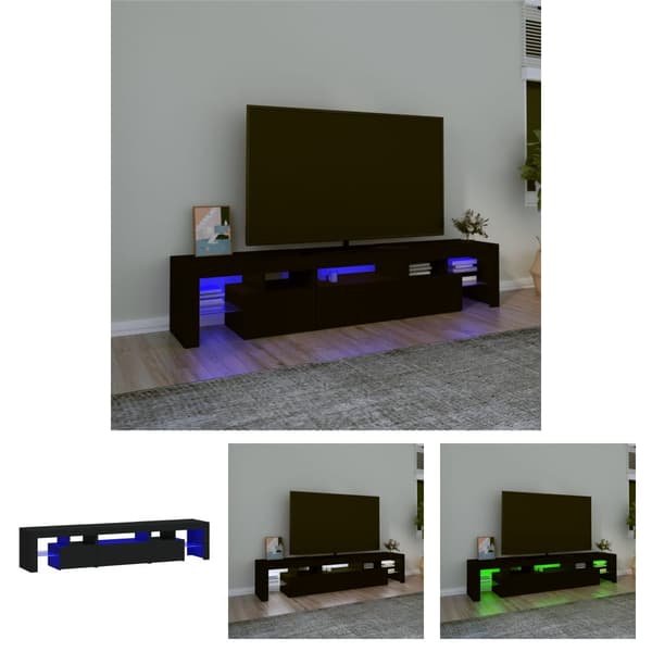 The Living Store Tv-bänk med LED-belysning svart 200x36,5x40 cm -  TV-bänkar
