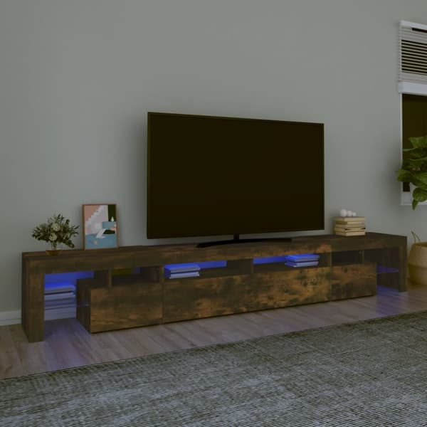 The Living Store Tv-bänk med LED-belysning rökfärgad ek 260x36,5x40 cm -  TV-bänkar
