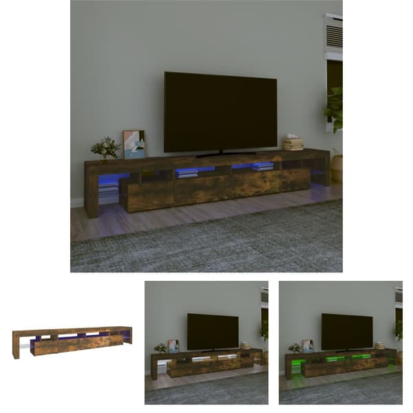 The Living Store Tv-bänk med LED-belysning rökfärgad ek 260x36,5x40 cm - TV-bänkar