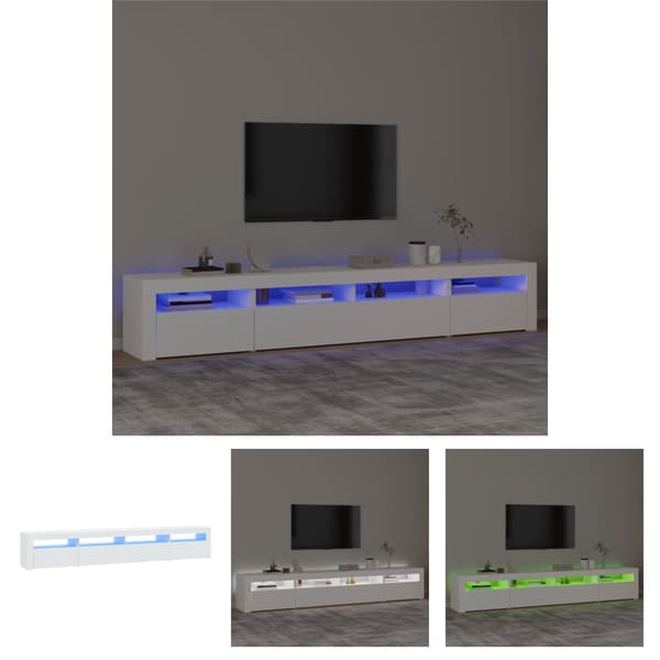 The Living Store tv-skab med LED-lys 240x35x40 cm hvid -  TV-møbler