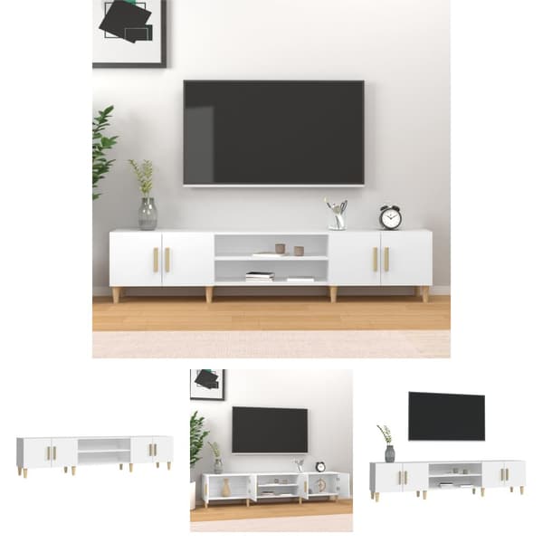 The Living Store Tv-bänk vit 180x31,5x40 cm konstruerat trä -  TV-bänkar