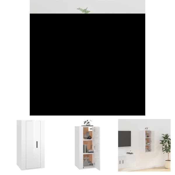 The Living Store Väggmonterad tv-bänk vit högglans 40x34,5x80 cm -  TV-bänkar